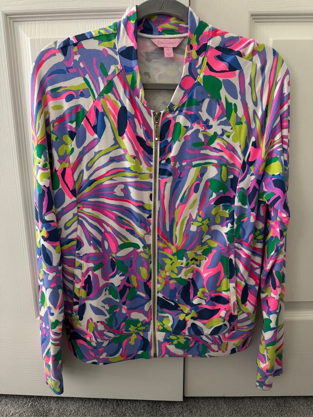 Lilly Pulitzer Neon Floral & Abstract Print Zip Jacket